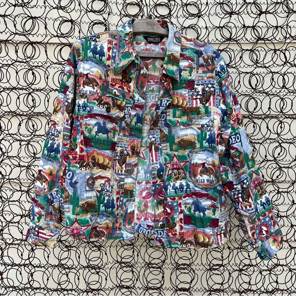 Americana Wild West Rodeo Lonestar State Cowgirl Yellowstone Canvas Shacket